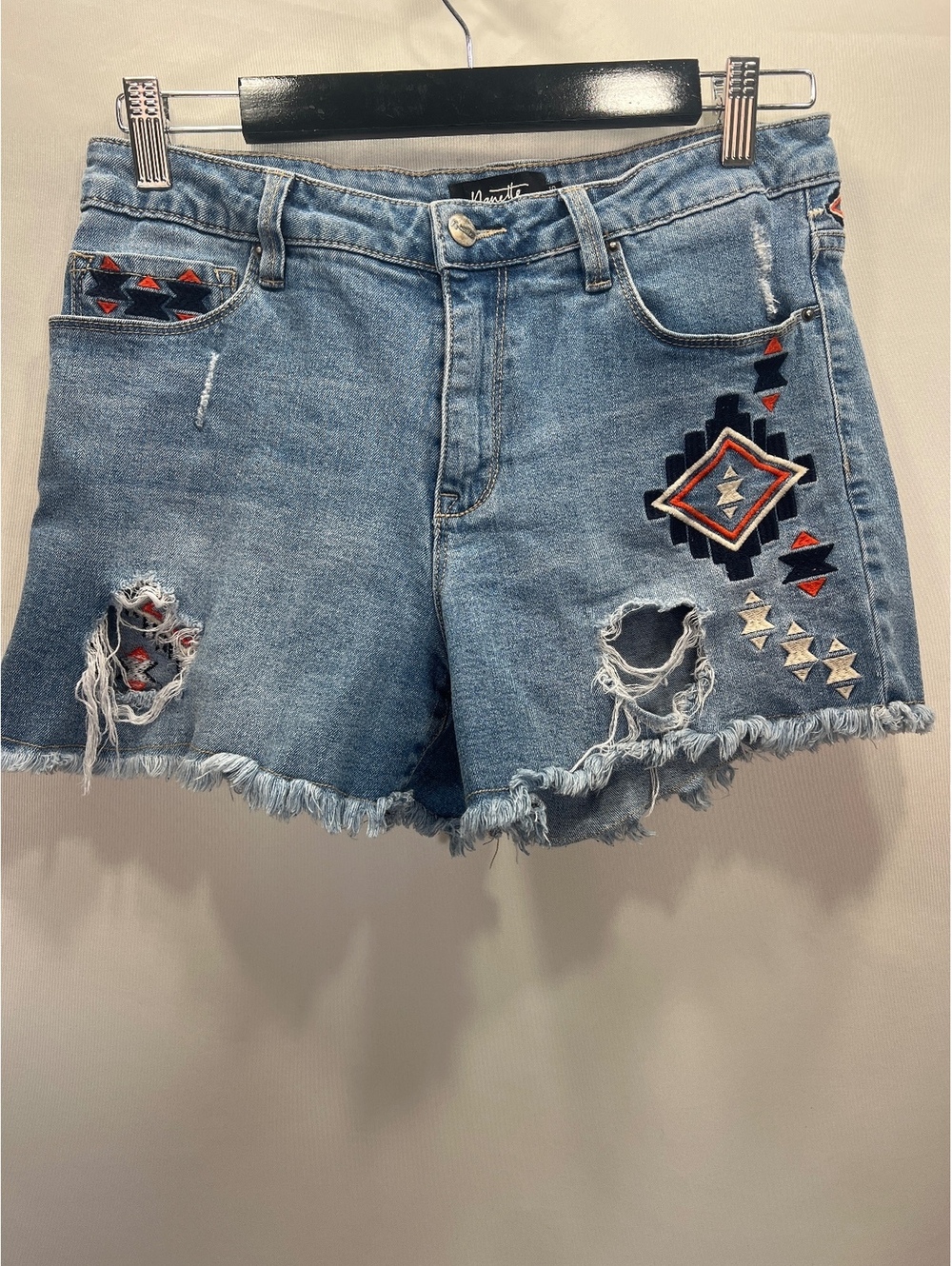 Nanette Embroidered Cut Off Jean Shorts Women's Size 8